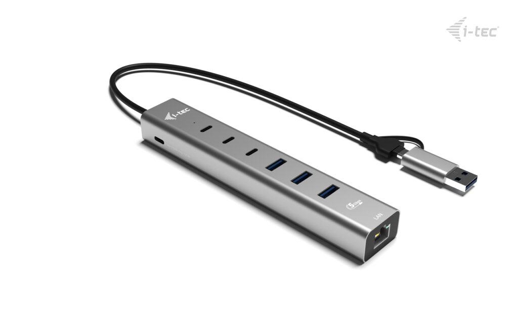 I-TEC ELECTRONICS USB-c/USB-a Metal Hub 6 Port (3x USB-c, 3x USB-a), Lan, Power Delivery 85w