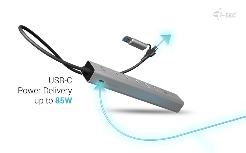 I-TEC ELECTRONICS USB-c/USB-a Metal Hub 6 Port (3x USB-c, 3x USB-a), Lan, Power Delivery 85w