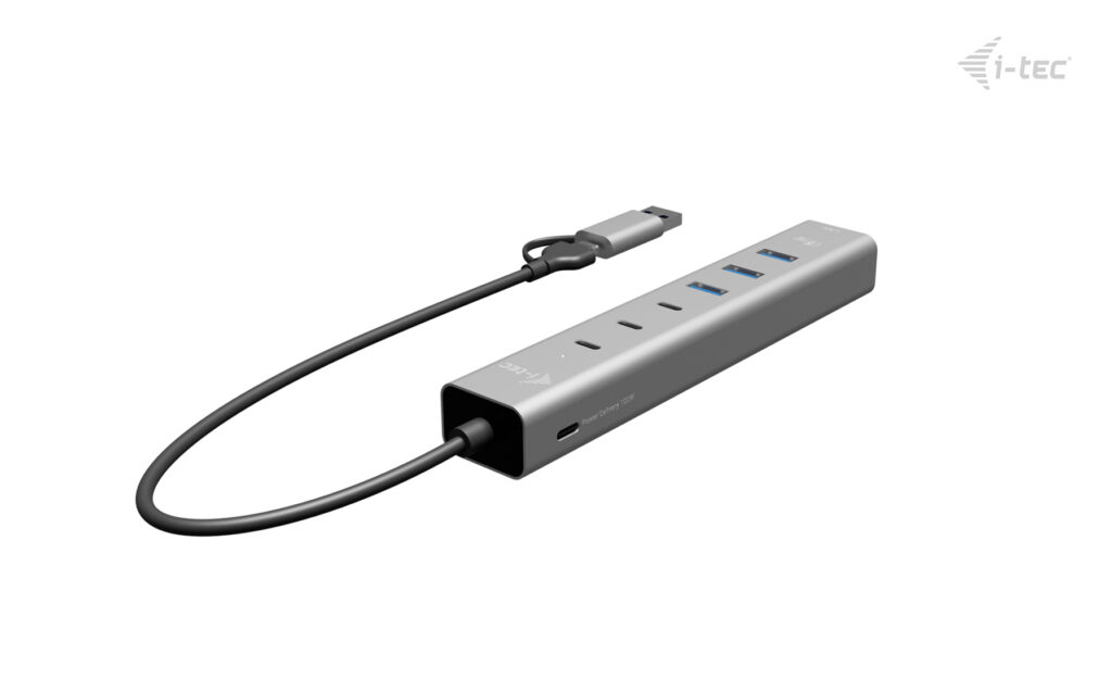 I-TEC ELECTRONICS USB-c/USB-a Metal Hub 6 Port (3x USB-c, 3x USB-a), Lan, Power Delivery 85w