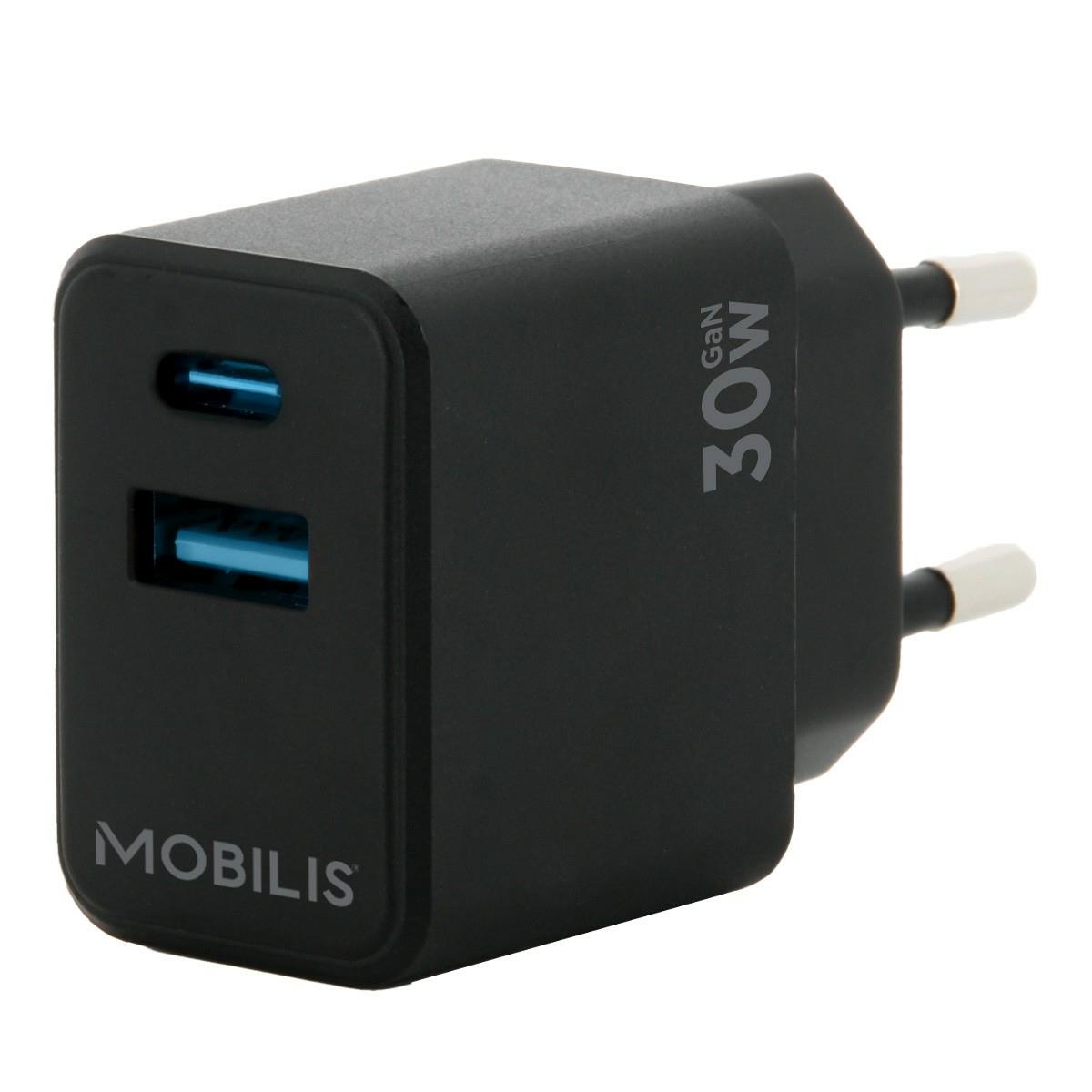 MOBILIS Wall Charger - 30W - 1 USB A + 1 USB C - GaN