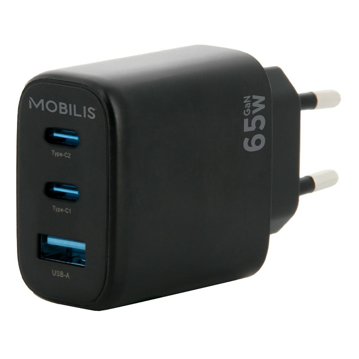 MOBILIS Wall Charger - 65W - 2 USB C + 1 USB A - GaN