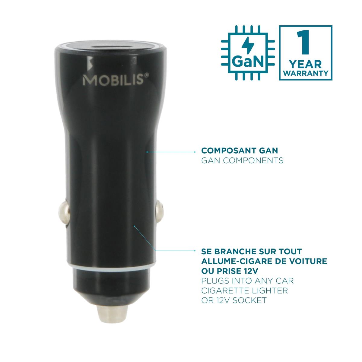 MOBILIS Car Charger 60W 2 USB-C for Smartphones and Tablets