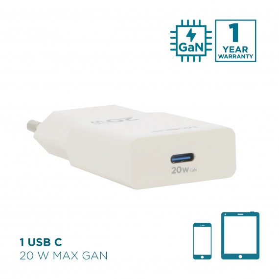 MOBILIS 20W Charger - Ultra Compact - 1 USB-C