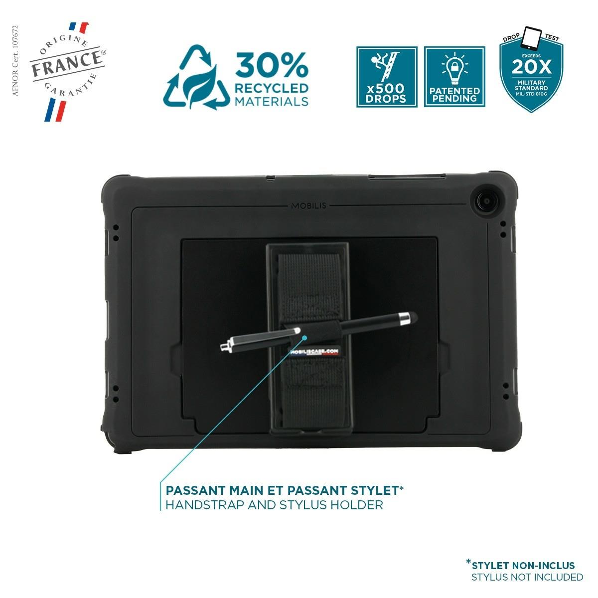 MOBILIS Reinforced Protective Case For Galaxy Tab A11+ / Galaxy Tab A9+ (11in') With Kickstand + 360� Rotative Handstrap