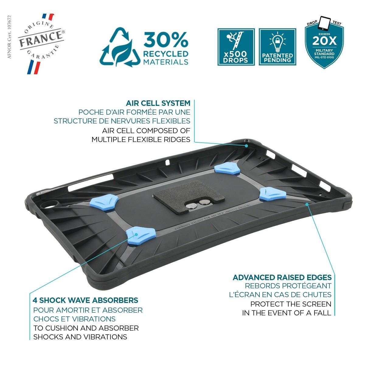 MOBILIS Reinforced Protective Case For Galaxy Tab A11+ / Galaxy Tab A9+ (11in') With Kickstand + 360� Rotative Handstrap