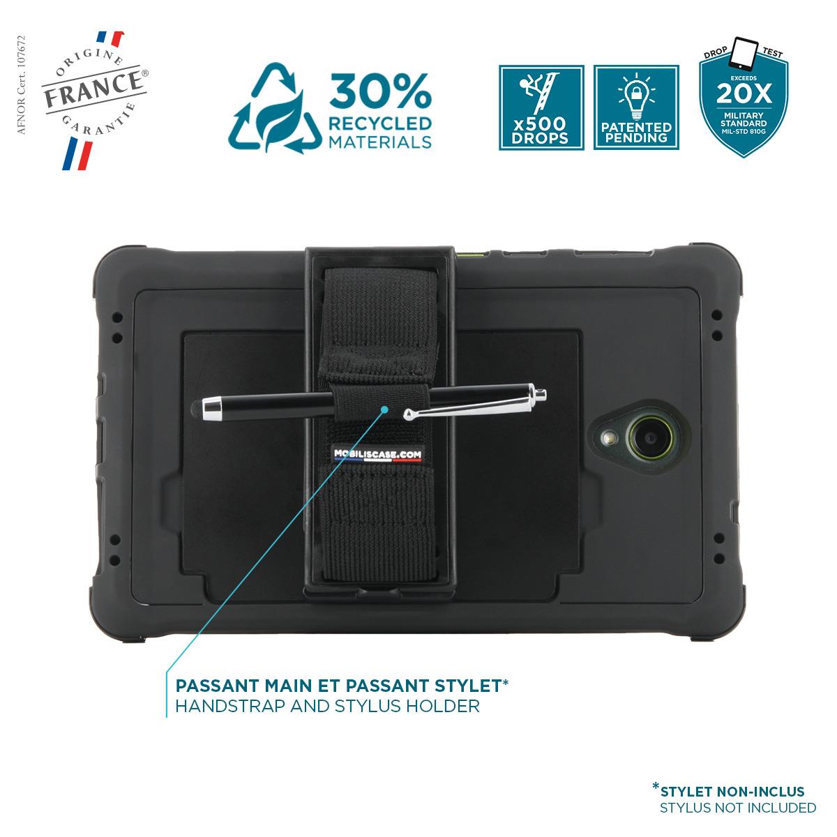 MOBILIS Reinforced Protective Case For Galaxy Tab Active5 8in' With Kickstand + 360� Rotative Handstrap