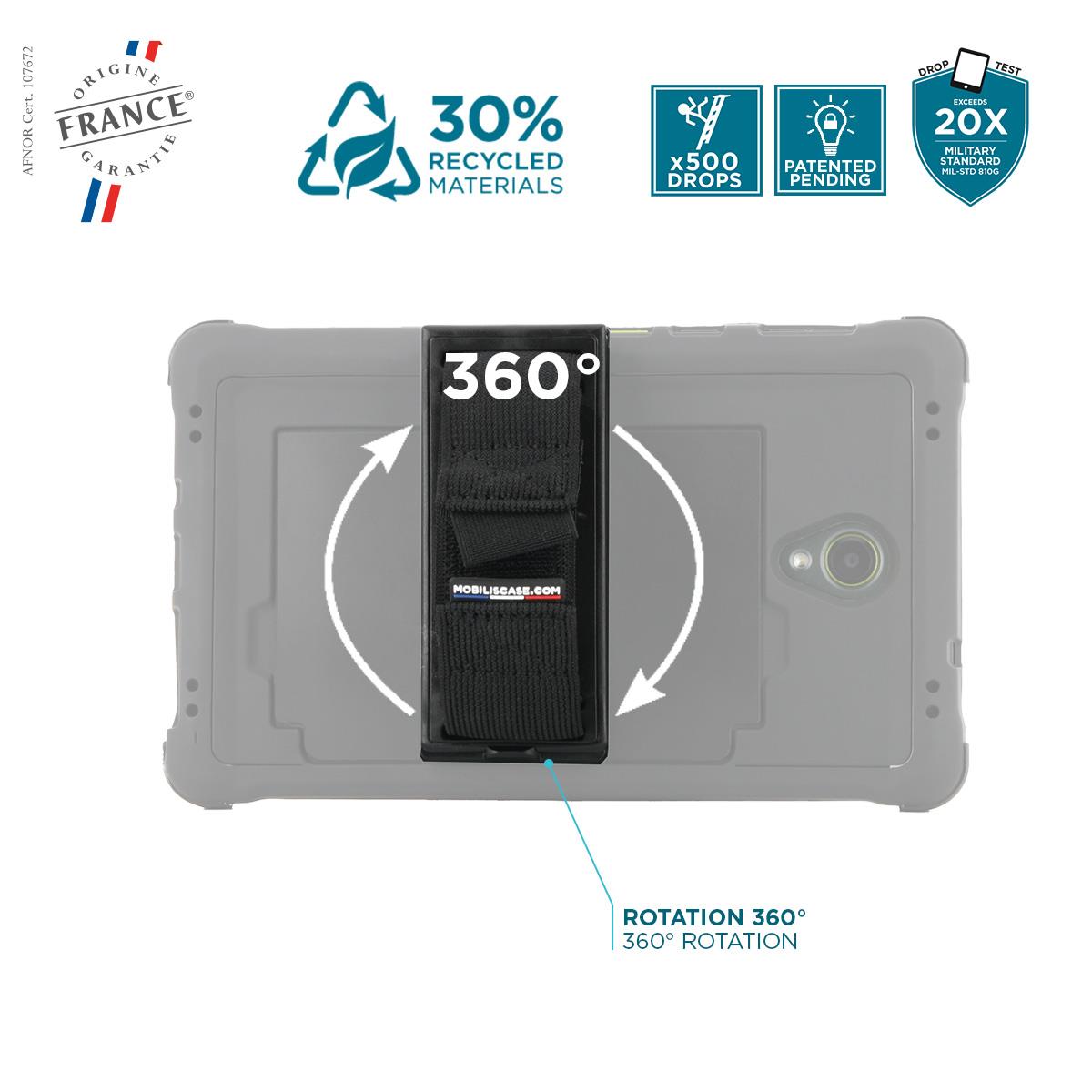 MOBILIS Reinforced Protective Case For Galaxy Tab Active5 8in' With Kickstand + 360� Rotative Handstrap