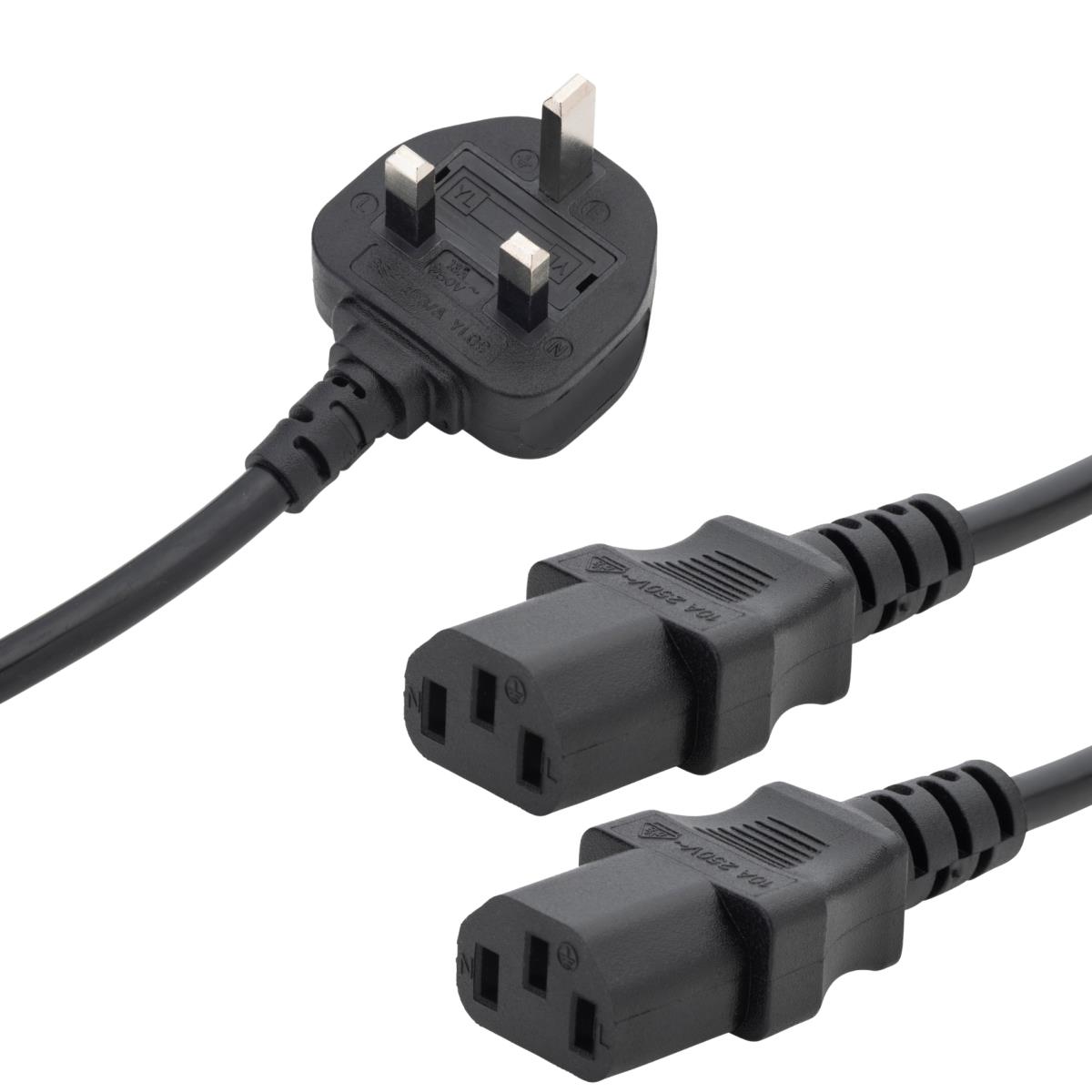 COMPUTER GEAR 2.5m Y Mains Cable Moulded 3 Pin 13 Amp