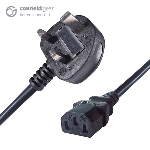 COMPUTER GEAR 2m Mains Power Cable Moulded 3 Pin 13 A