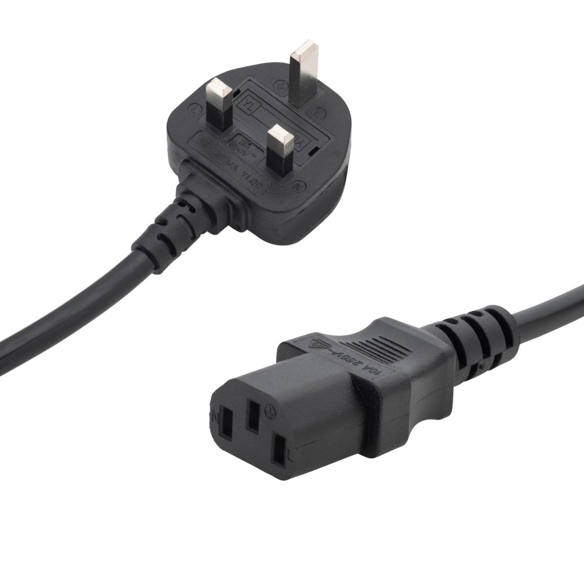 COMPUTER GEAR Power Cable 0.5m Uk Male (bs1363) To Iec C13 Female Mains
