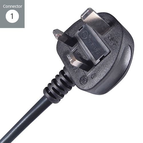 COMPUTER GEAR 3M UK PLUG TO RT/ANGLE C13 TO RIGHT ANGLED C13 SOCKET