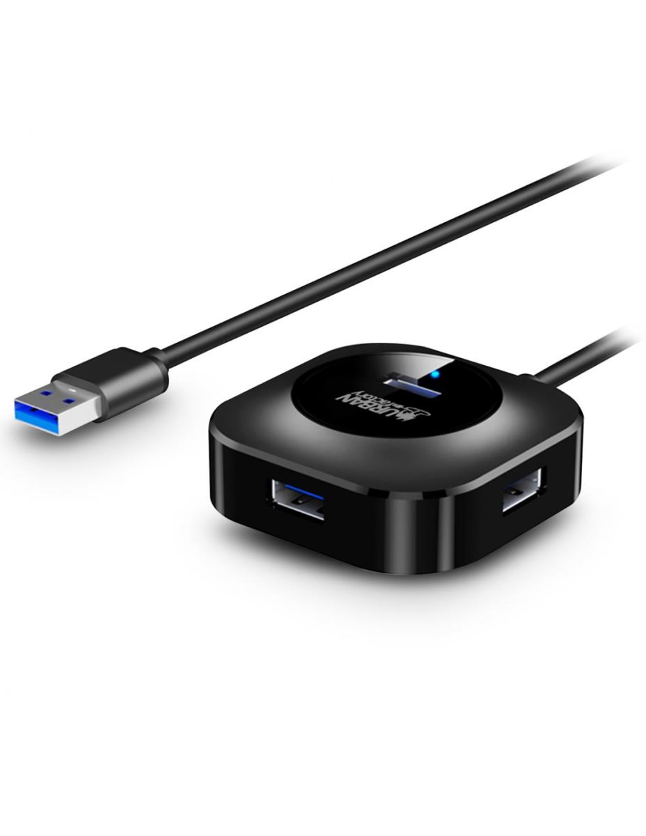 URBAN FACTORY Mini USB 3.0 Hub 4 Ports Black
