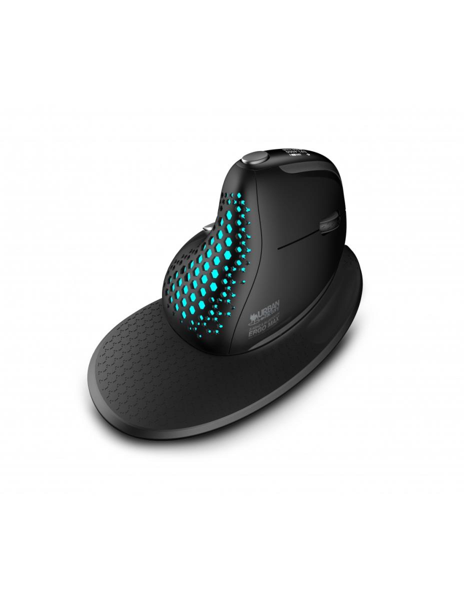 URBAN FACTORY Ergo Max -: Ergonomic Vertical Bluetooth 5.0 / Wireless 2.4 GHz And USB Mouse For The Right-handed