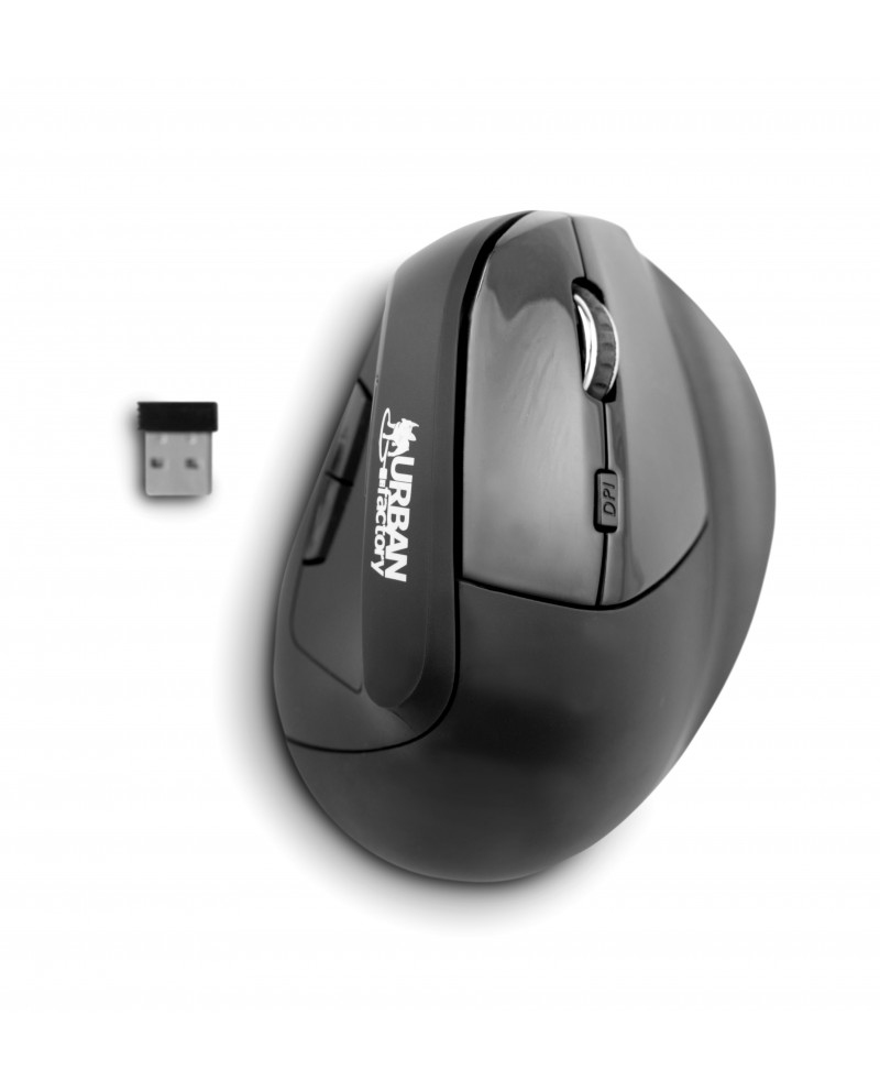 URBAN FACTORY Ergo Pro - Ergonomic Vertical Bluetooth 5.0 And Wireless 2.4 GHz Mouse For The Right-handed
