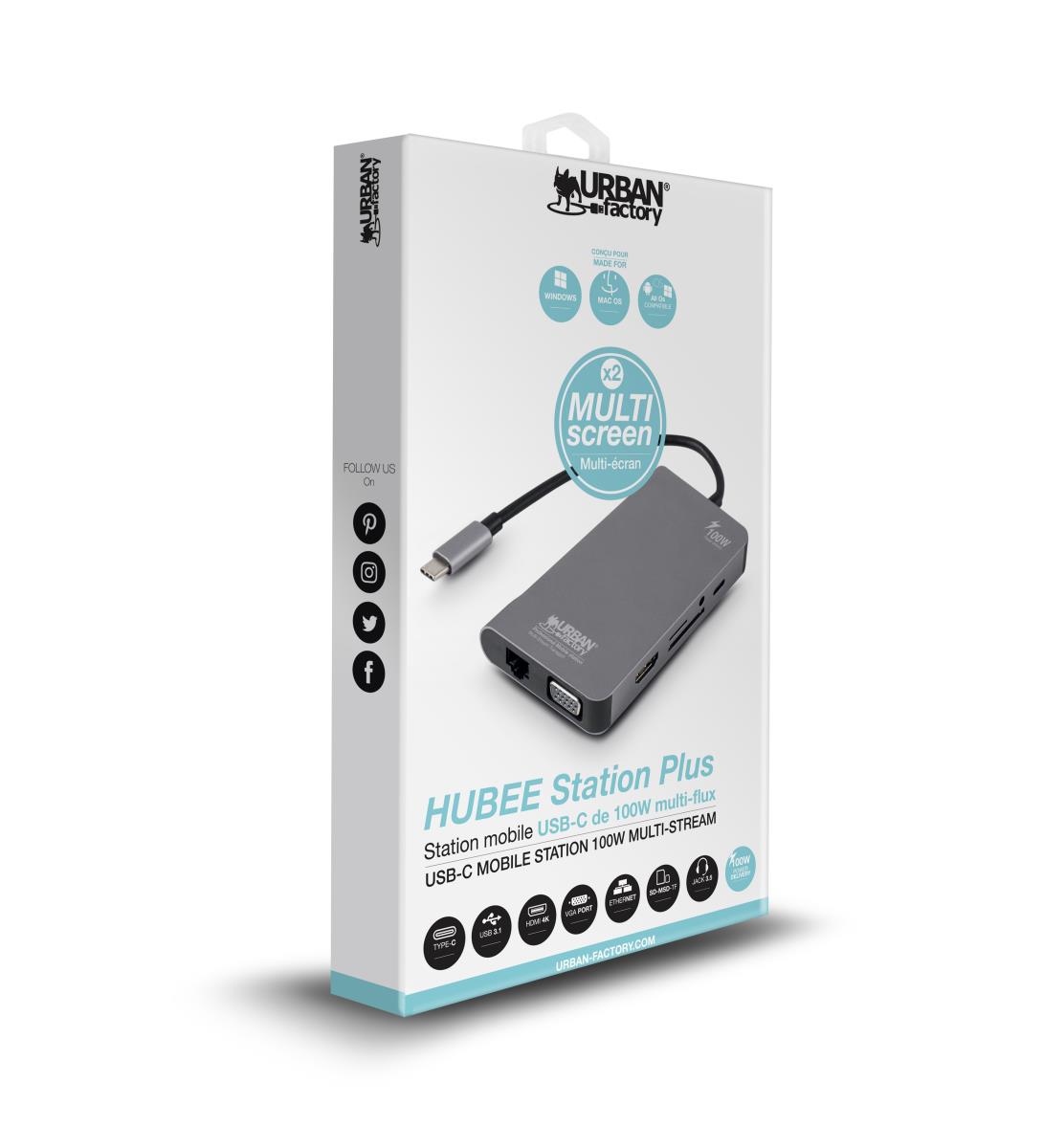URBAN FACTORY Dock Station - Hubee Plus - 100w USB-c Mobile Station