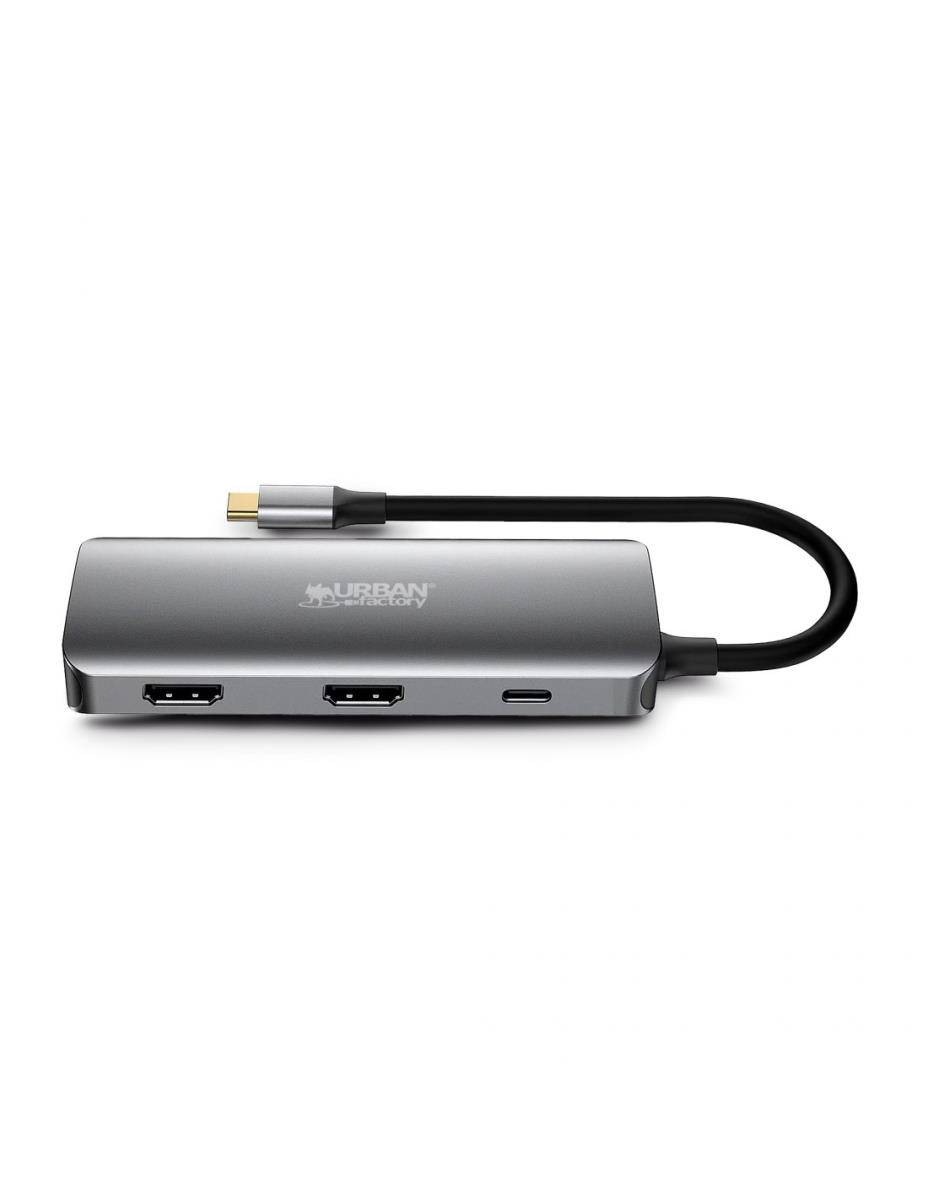 URBAN FACTORY Hubee Hub 7 In 1 - USB-c With 3 USB-a/2 Hdmi 4k/1 Rj45 Et 1 USB-