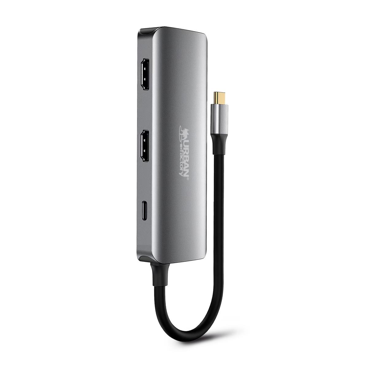 URBAN FACTORY Hubee Hub 7 In 1 - USB-c With 3 USB-a/2 Hdmi 4k/1 Rj45 Et 1 USB-