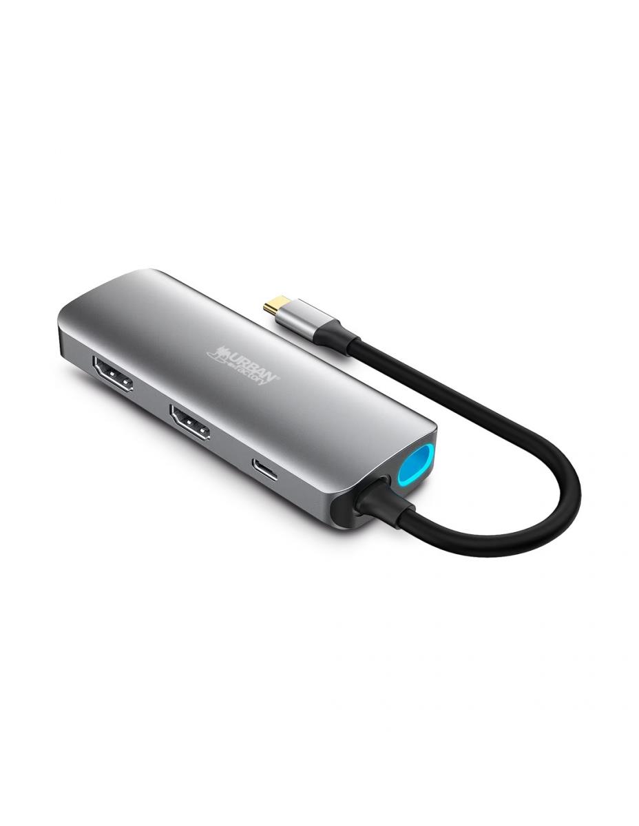 URBAN FACTORY Hubee Hub 7 In 1 - USB-c With 3 USB-a/2 Hdmi 4k/1 Rj45 Et 1 USB-