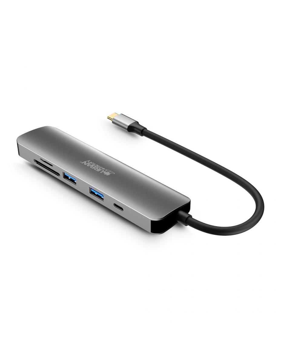 URBAN FACTORY Hubee Hub - 6 In 1 USB-c With 2 USB-a/1 Hdmi 4k/2 Card Readers A