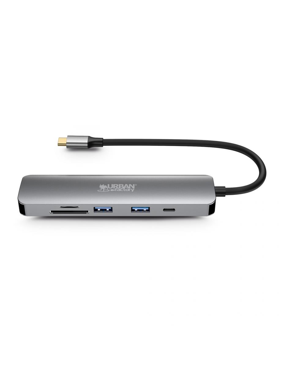 URBAN FACTORY Hubee Hub - 6 In 1 USB-c With 2 USB-a/1 Hdmi 4k/2 Card Readers A