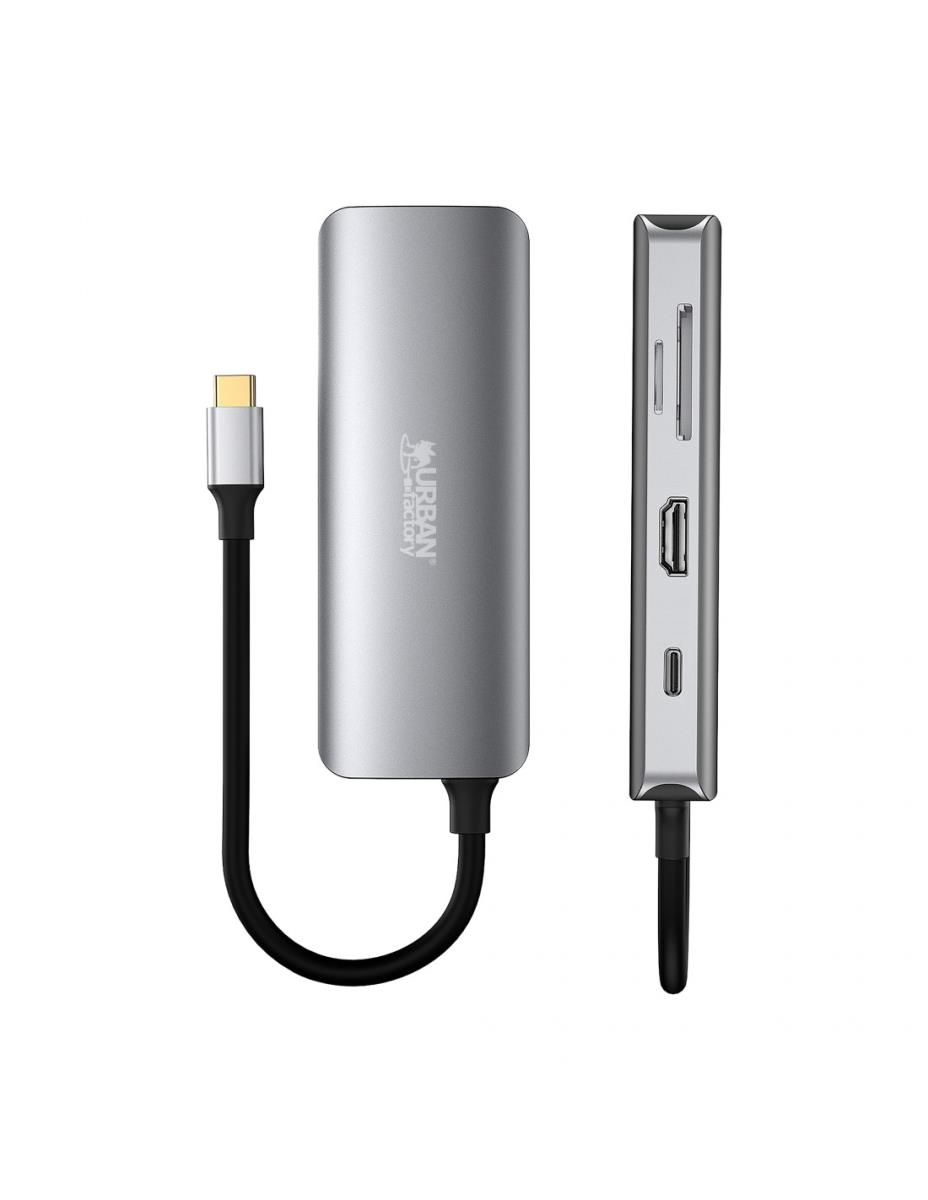 URBAN FACTORY Hubee Hub - 8 In 1 USB-c With 3 USB-a/1 Hdmi 4k/1 Rj45 / 2 Card