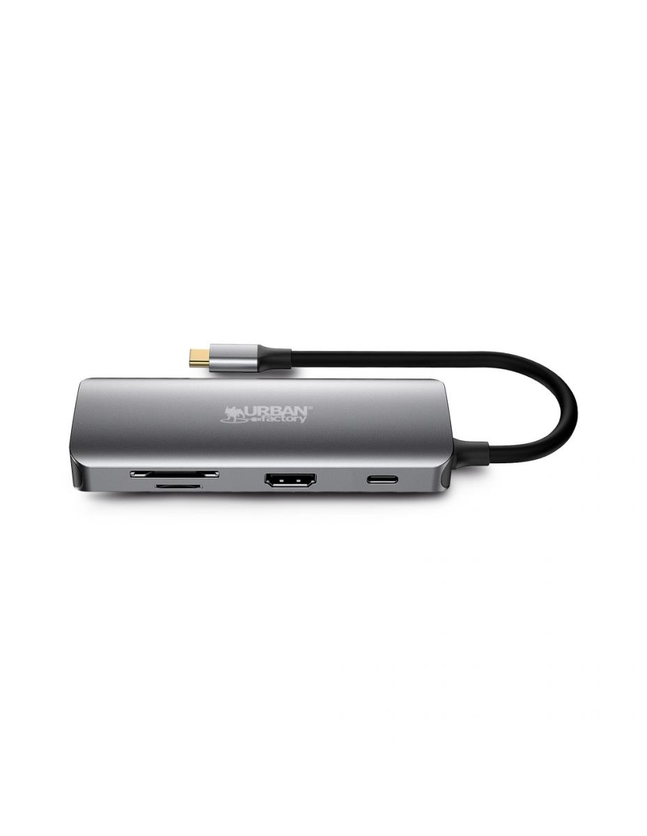 URBAN FACTORY Hubee Hub - 8 In 1 USB-c With 3 USB-a/1 Hdmi 4k/1 Rj45 / 2 Card