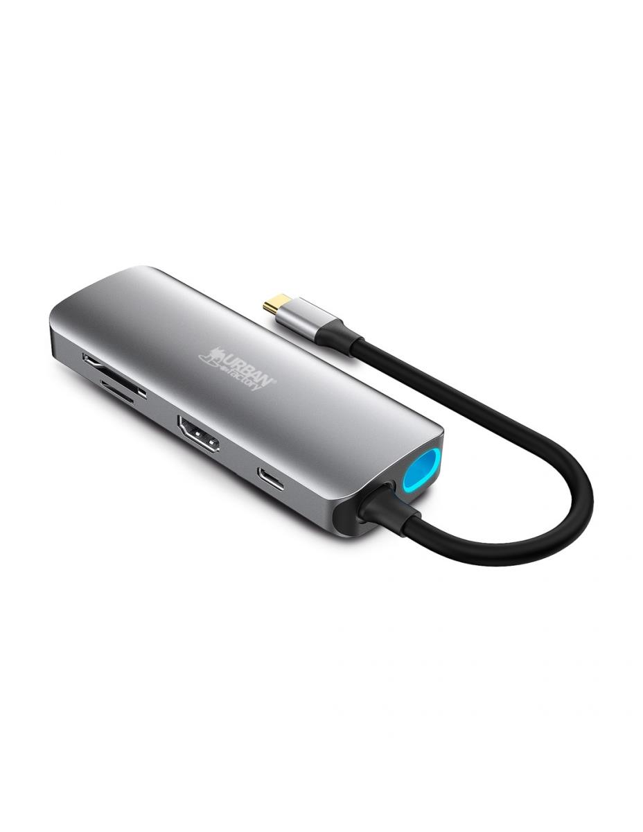 URBAN FACTORY Hubee Hub - 8 In 1 USB-c With 3 USB-a/1 Hdmi 4k/1 Rj45 / 2 Card