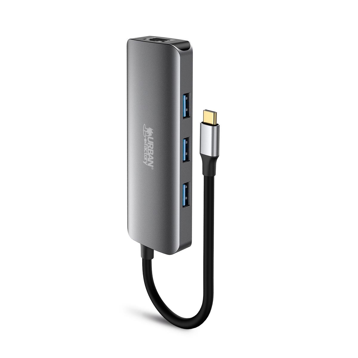URBAN FACTORY Hubee Hub - 8 In 1 USB-c With 3 USB-a/1 Hdmi 4k/1 Rj45 / 2 Card