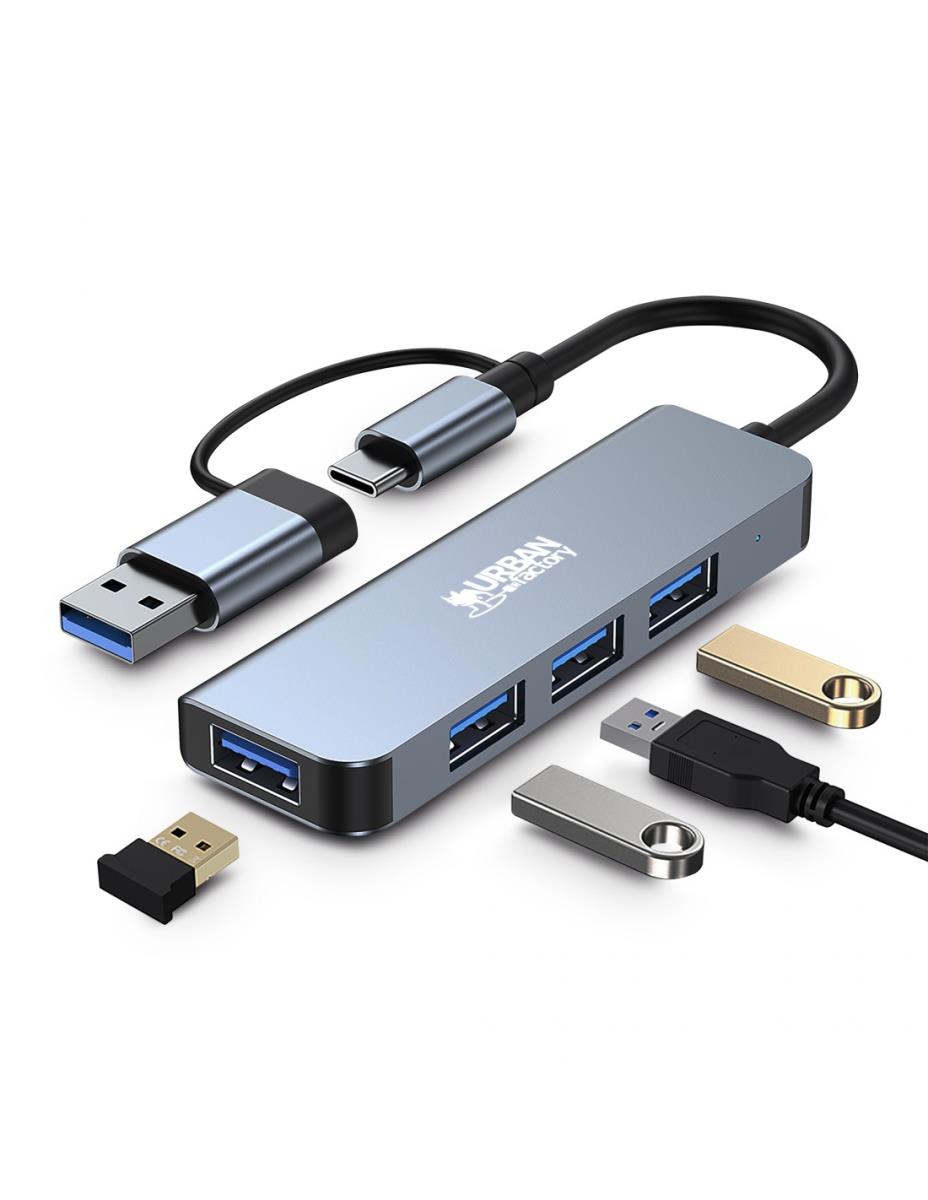 URBAN FACTORY Hub USB-a/c With 4 Ports USB-a 3
