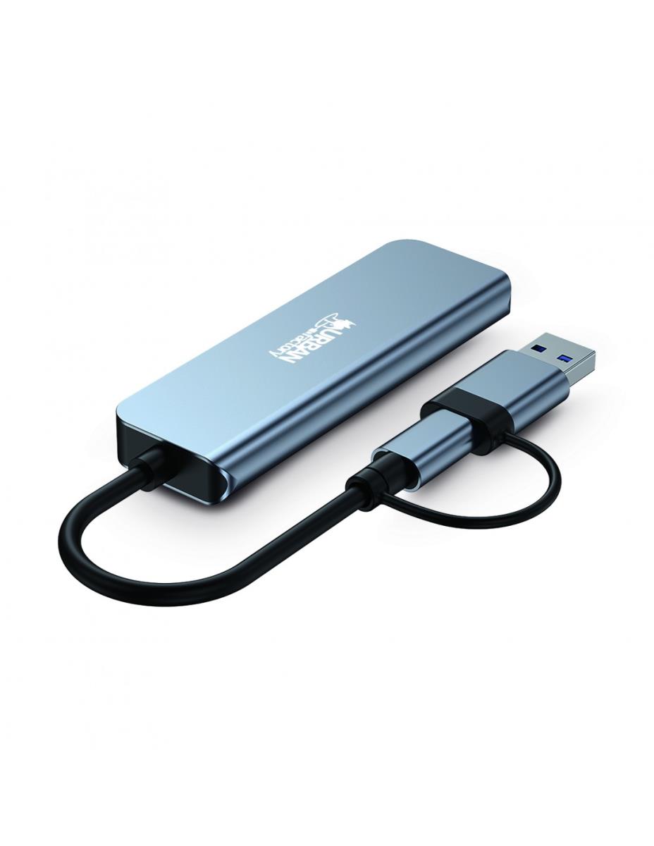 URBAN FACTORY Hub USB-a/c With 4 Ports USB-a 3