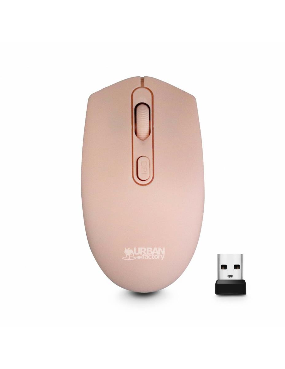 URBAN FACTORY Wireless Mouse - 2.4 GHz - 1200 Dpi - Pink
