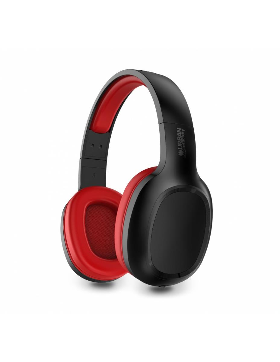 URBAN FACTORY Headset - Over-the-ear Bluetooth 5.1 Rechargeable - Black/red
