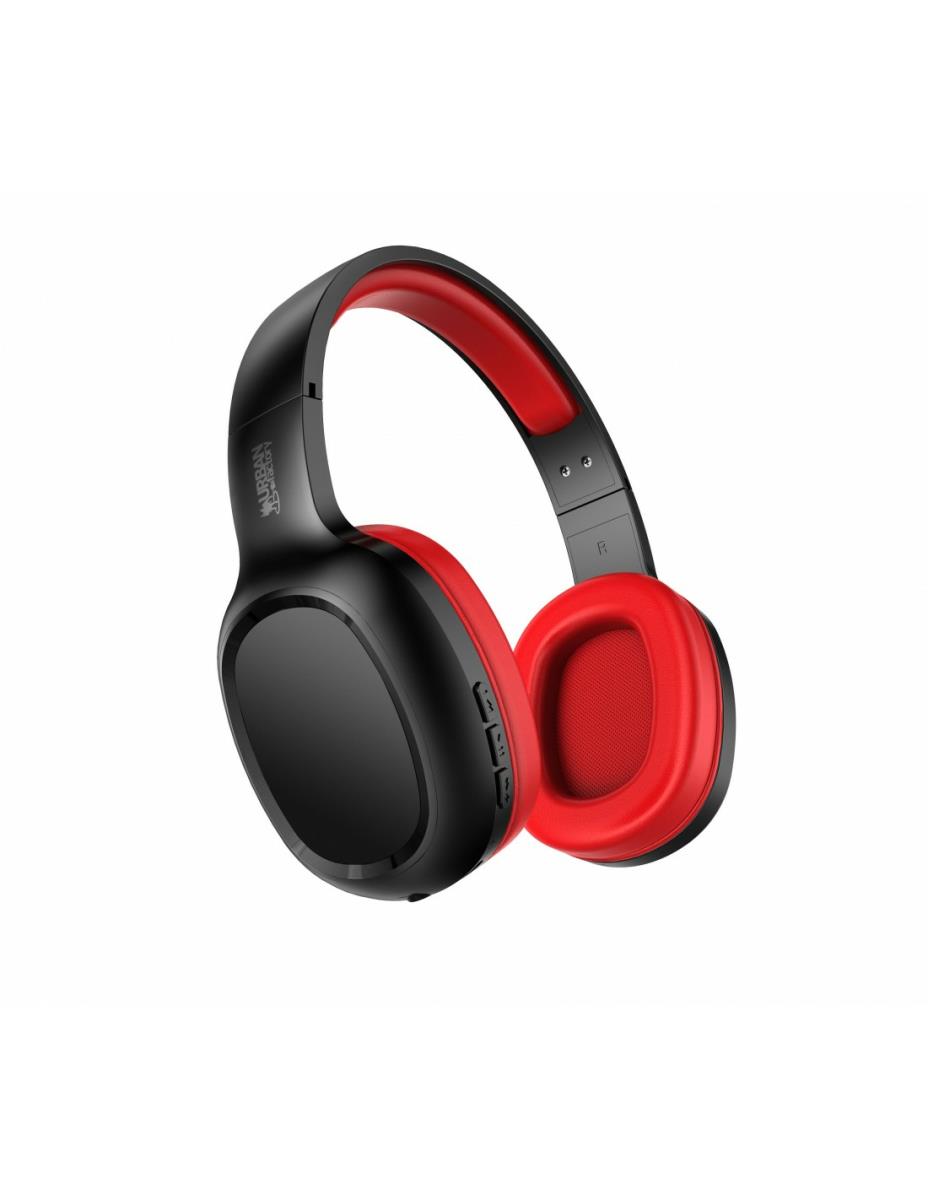 URBAN FACTORY Headset - Over-the-ear Bluetooth 5.1 Rechargeable - Black/red
