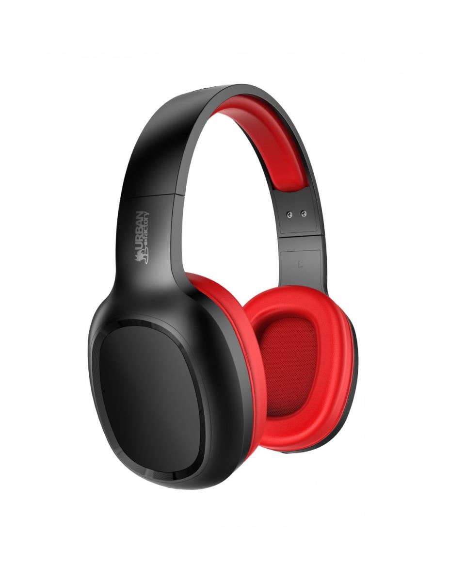 URBAN FACTORY Headset - Over-the-ear Bluetooth 5.1 Rechargeable - Black/red