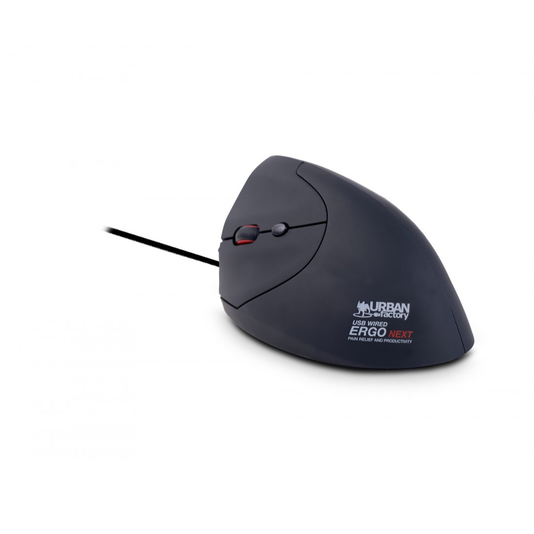 URBAN FACTORY Ergo Next - Ergonomic Vertical Wired Mouse For The Left-handed