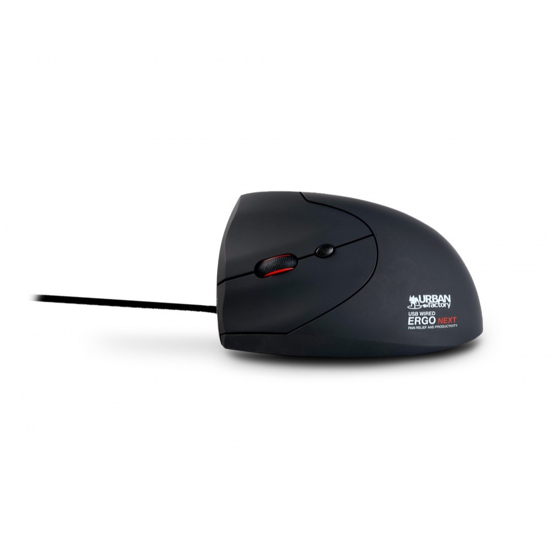 URBAN FACTORY Ergo Next - Ergonomic Vertical Wired Mouse For The Left-handed