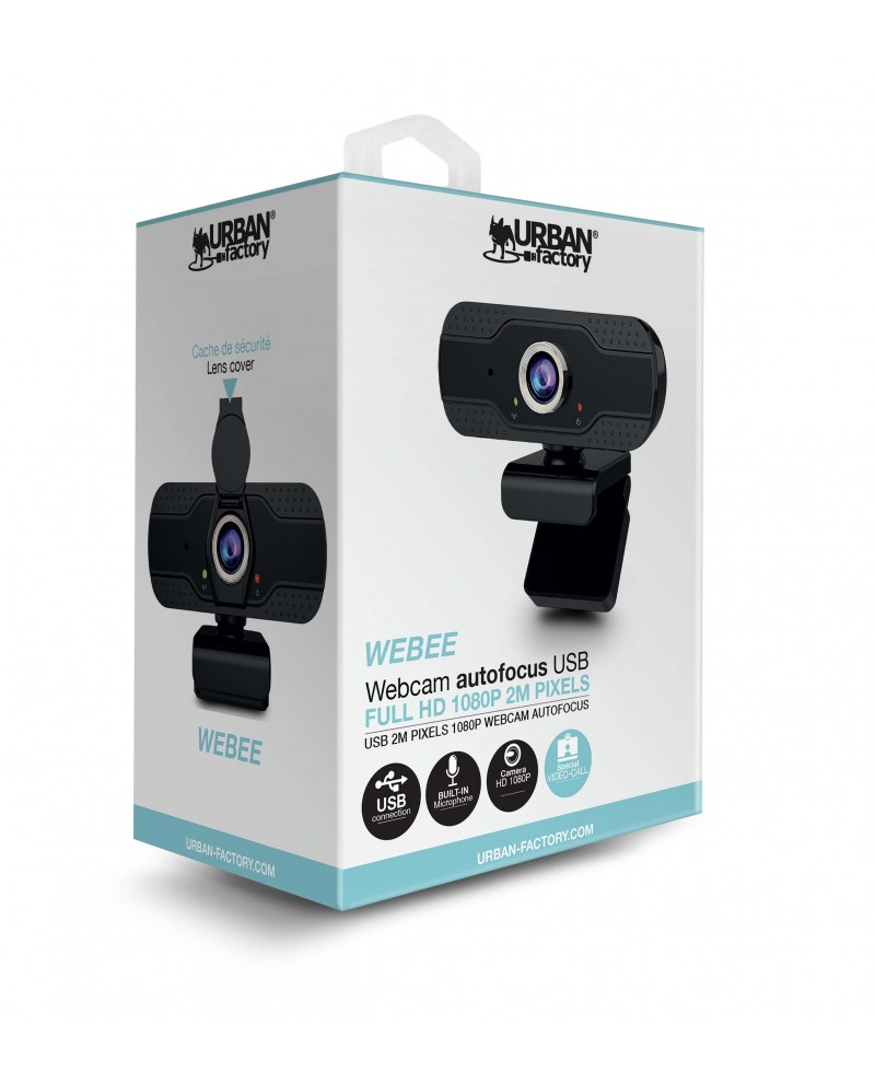 URBAN FACTORY Webee Webcam USB Full Hd 1080p 2m Pixels Autofocus Black