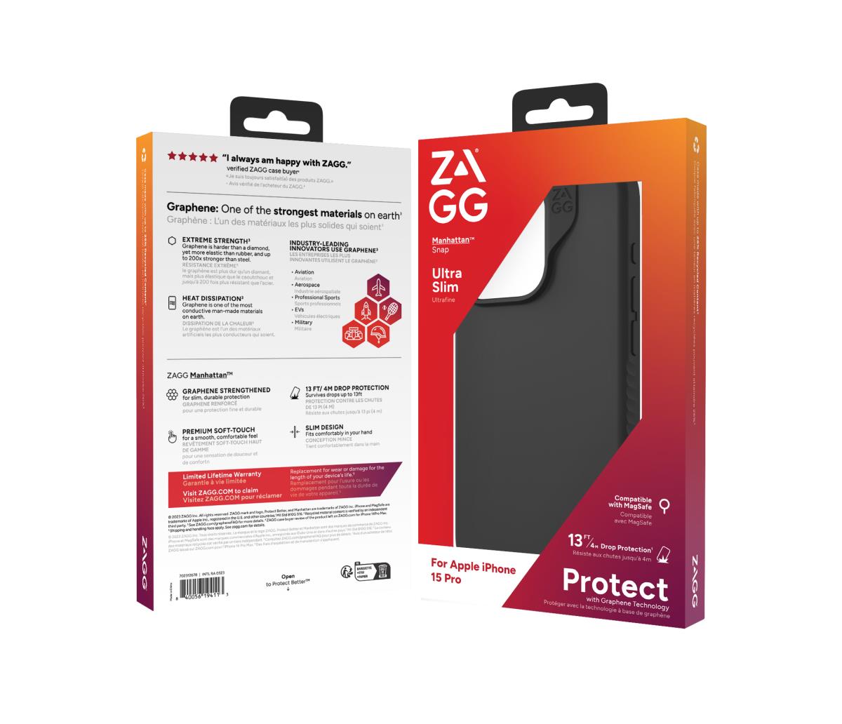 ZAGG Manhattan Snap Case iPhone 15 Pro Black