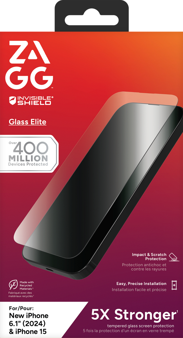 ZAGG Glass Elite Screen Protector 6.1in For Apple iPhone 16/15