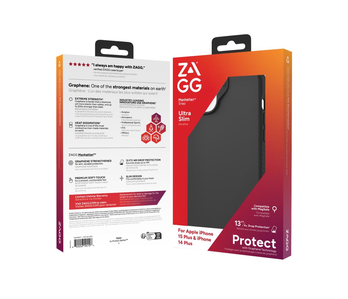 ZAGG Cases Manhattan Snap Apple Wed Lgpl/iPhone 14 Plus Black
