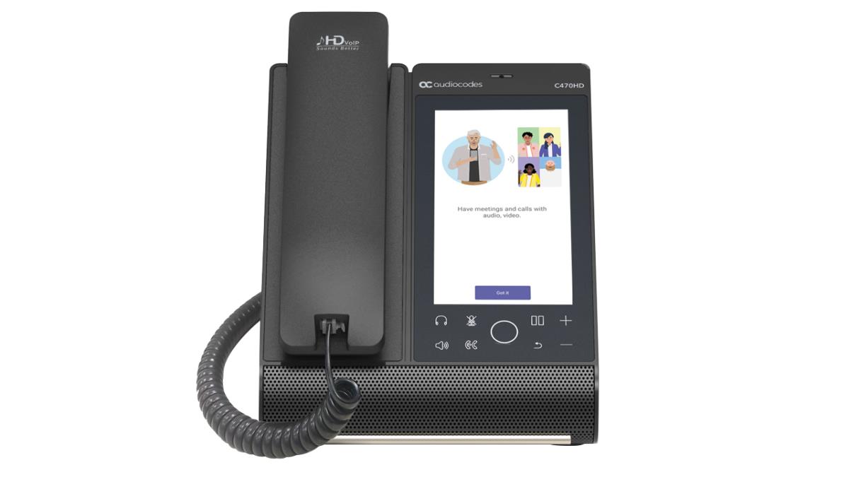 AUDIOCODES IP Phone C470HD Touch Ms Teams PoE GbE Black with Integrated BT and Wi-Fi