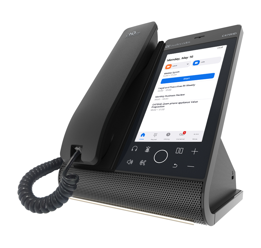 AUDIOCODES IP Phone C470HD Touch Ms Teams PoE GbE Black with Integrated BT and Wi-Fi