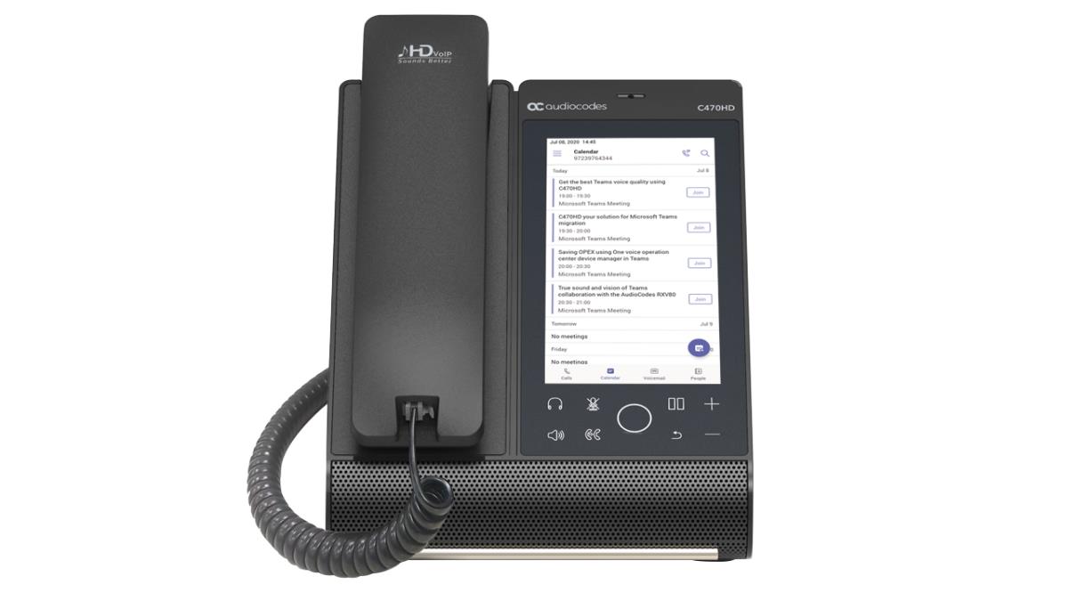 AUDIOCODES IP Phone C470HD Touch Ms Teams PoE GbE Black with Integrated BT and Wi-Fi