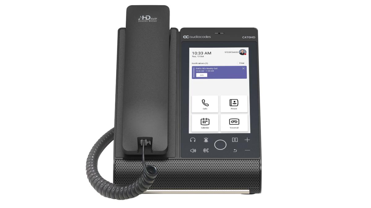 AUDIOCODES IP Phone C470HD Touch Ms Teams PoE GbE Black with Integrated BT and Wi-Fi