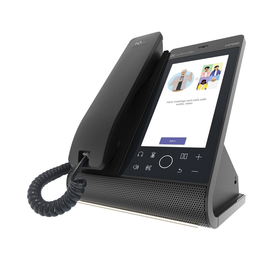 AUDIOCODES IP Phone C470HD Touch Ms Teams PoE GbE Black with Integrated BT and Wi-Fi