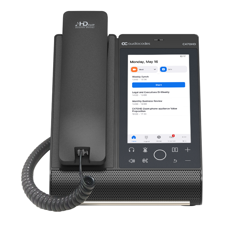 AUDIOCODES IP Phone C470HD Touch Ms Teams PoE GbE Black with Integrated BT and Wi-Fi