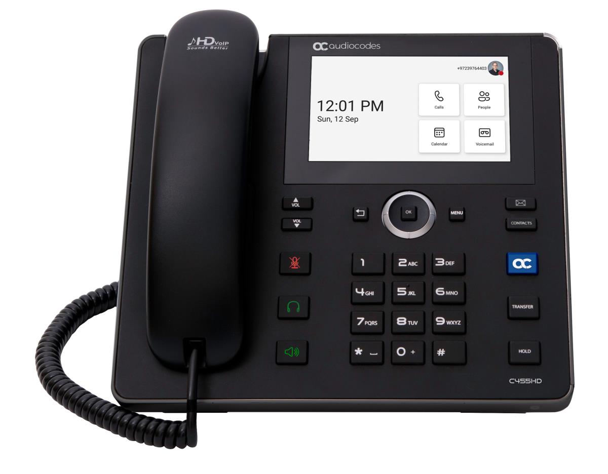AUDIOCODES Teams C455HD IP-Phone PoE GbE black with integrated BT and Dual Band Wi-Fi