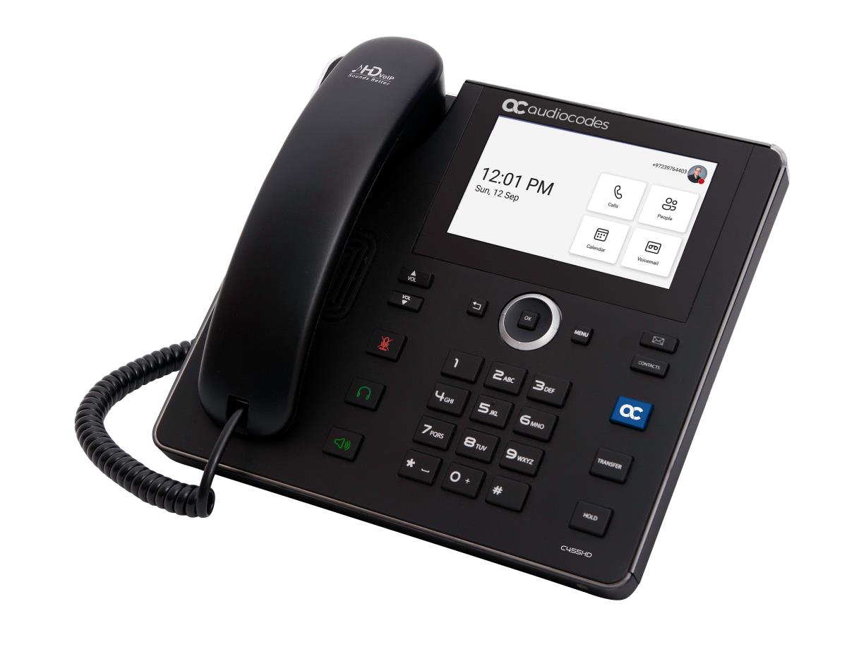 AUDIOCODES Teams C455HD IP-Phone PoE GbE black with integrated BT and Dual Band Wi-Fi