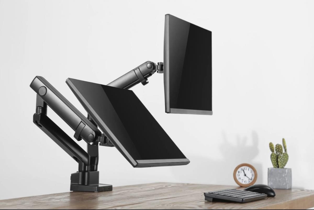 AMER NETWORKS Dual Monitor Mount Black Articulating Arms