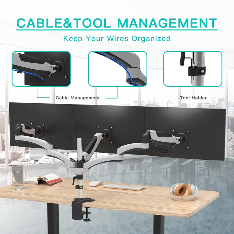 AMER NETWORKS Triple Monitor Mount With Articulating Arms - 15in - 28in